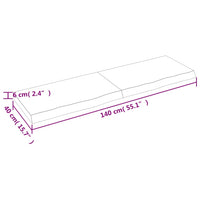 Ripiano a Parete 140x40x(2-6) cm Massello Rovere Non Trattato 363583