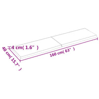 Ripiano a Parete 160x40x(2-4) cm Massello Rovere Non Trattato 363590