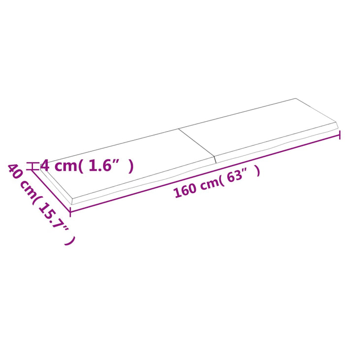 Ripiano a Parete 160x40x(2-4) cm Massello Rovere Non Trattato 363590