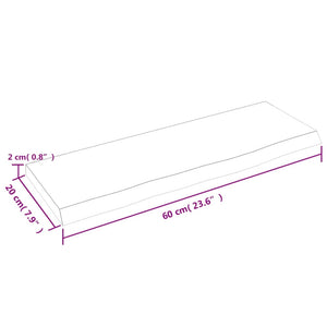 Ripiano Muro Marrone Chiaro 60x20x2 cm Massello Rovere Trattato 363641