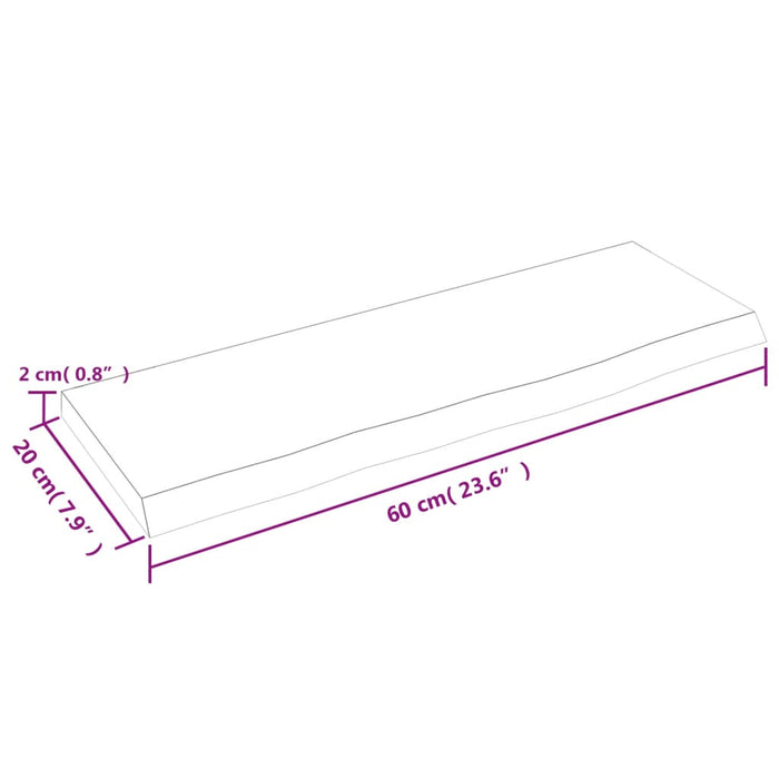 Ripiano Muro Marrone Chiaro 60x20x2 cm Massello Rovere Trattato 363641