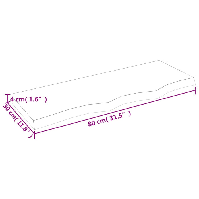 Ripiano Muro Marrone 80x30x(2-4) cm Massello Rovere Trattato 363663