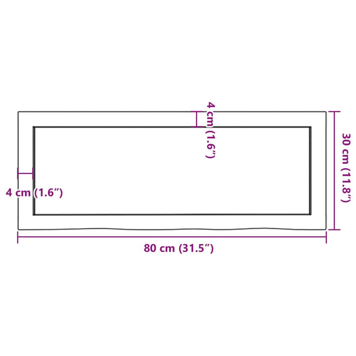 Ripiano Muro Marrone 80x30x(2-4) cm Massello Rovere Trattato 363663