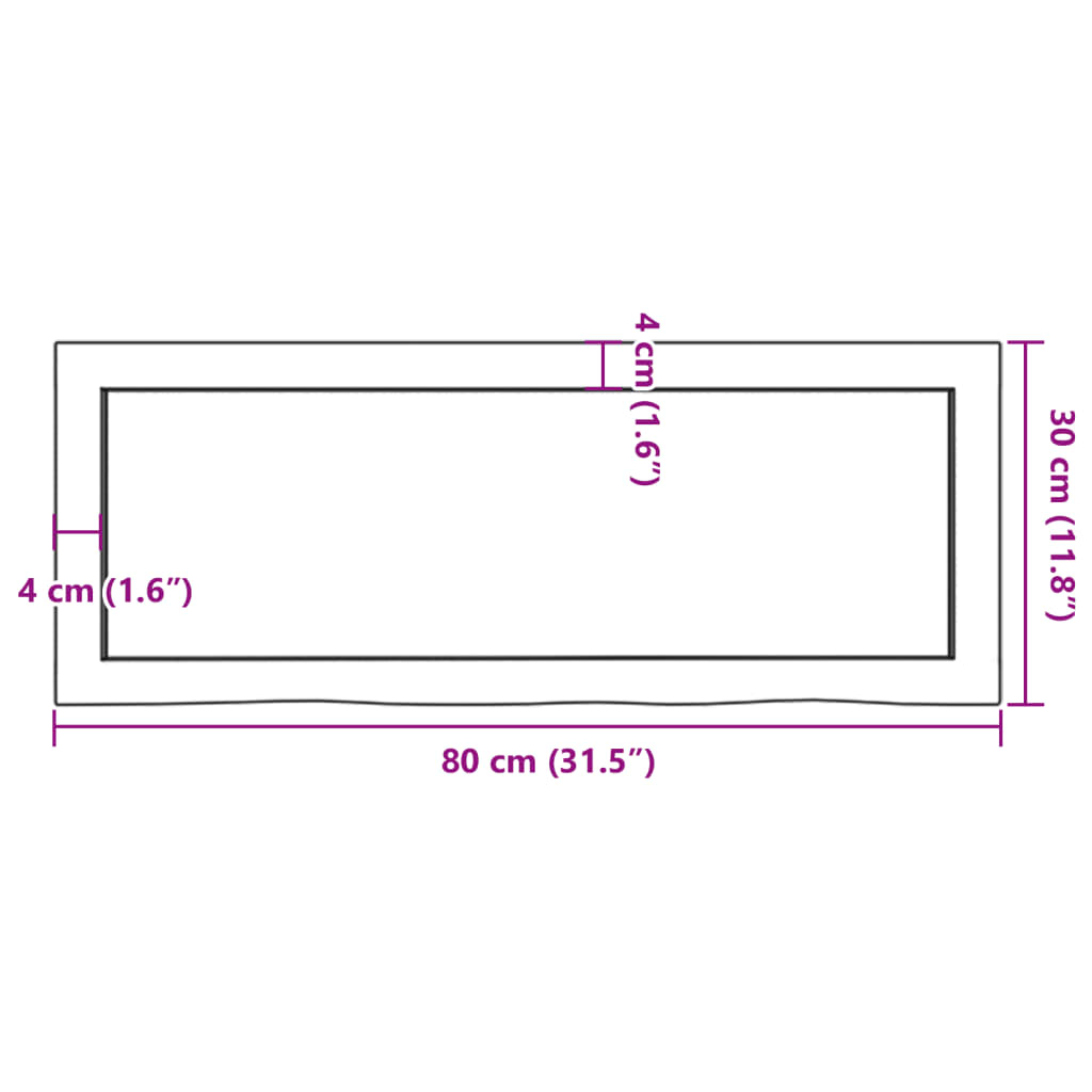 Ripiano Muro Marrone 80x30x(2-6) cm Massello Rovere Trattato 363664