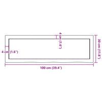 Ripiano Muro Marrone 100x30x(2-6) cm Massello Rovere Trattato 363682