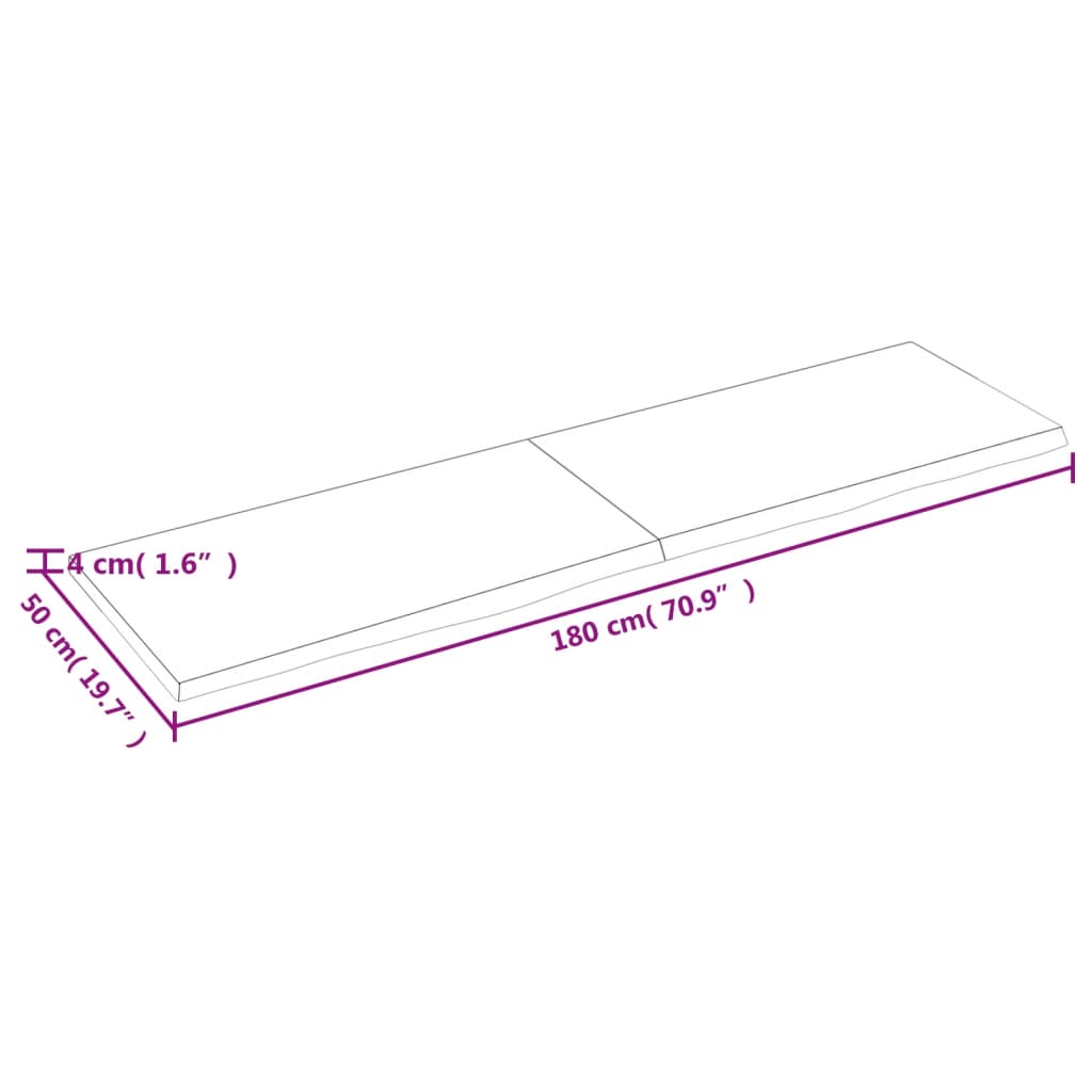 Ripiano Muro Marrone 180x50x(2-4) cm Massello Rovere Trattato 363720