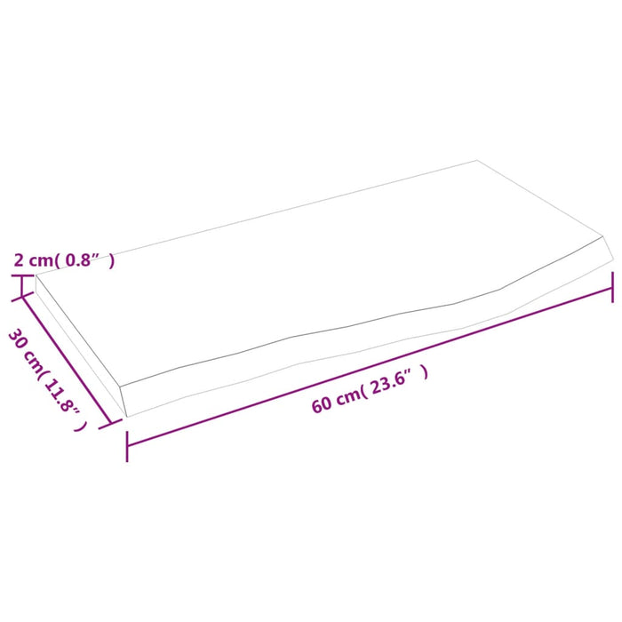 Ripiano Muro Marrone Scuro 60x30x2 cm Massello Rovere Trattato 363764