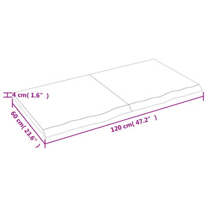 Ripiano Marrone Scuro 120x60x(2-4) cm Massello Rovere Trattato 363818