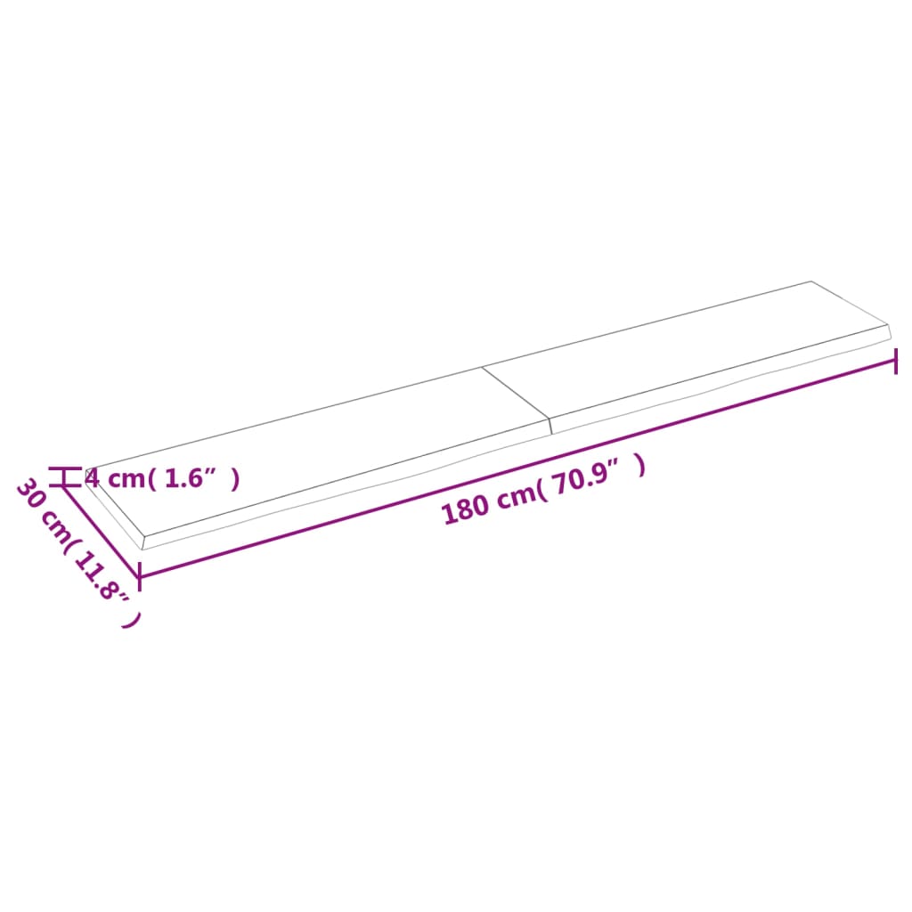 Ripiano Marrone Scuro 180x30x(2-4) cm Massello Rovere Trattato 363836