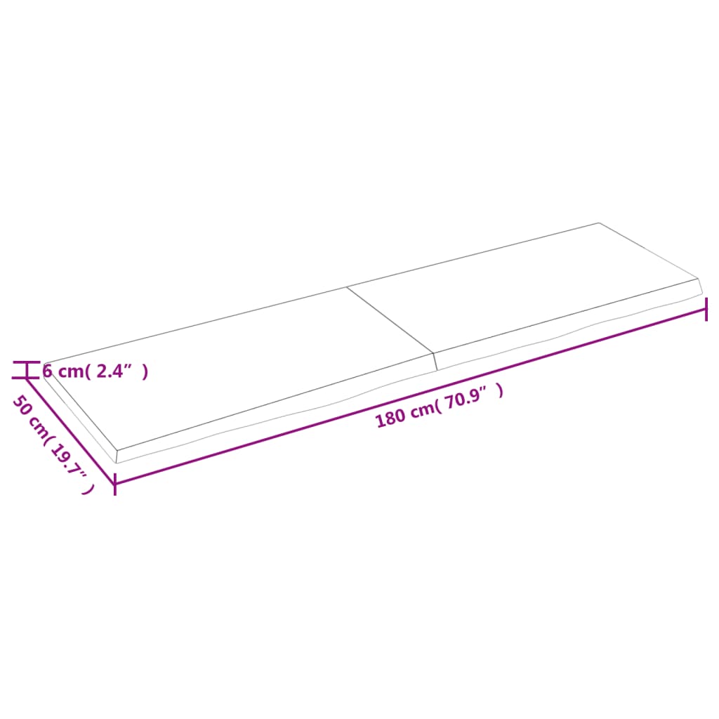 Ripiano Marrone Scuro 180x50x(2-6) cm Massello Rovere Trattato 363841