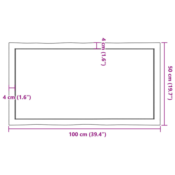 Piano Tavolo Marrone Scuro 100x50x(2-6)cm Rovere Non Trattato 364018