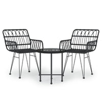 Set da Pranzo da Giardino 3 pz Nero in Polyrattan cod mxl 40045