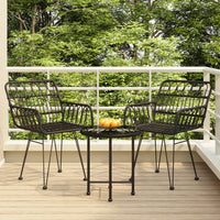 Set da Pranzo da Giardino 3 pz Nero in Polyrattan cod mxl 40045