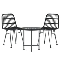 Set da Pranzo da Giardino 3 pz Nero in Polyrattan cod mxl 40049