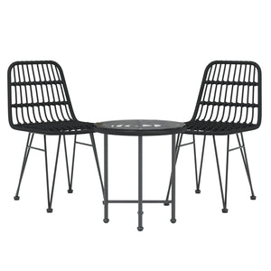 Set da Pranzo da Giardino 3 pz Nero in Polyrattan 3157832