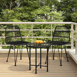 Set da Pranzo da Giardino 3 pz Nero in Polyrattan cod mxl 40049