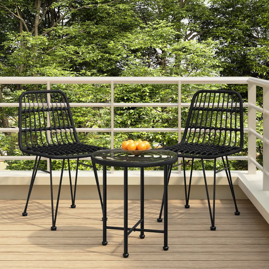 Set da Pranzo da Giardino 3 pz Nero in Polyrattan cod mxl 40049