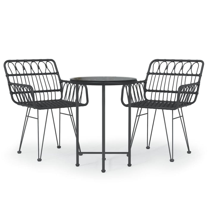 Set da Pranzo da Giardino 3 pz Nero in Polyrattan cod mxl 40051