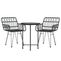 Set da Pranzo da Giardino 3 pz Nero in Polyrattan cod mxl 40051