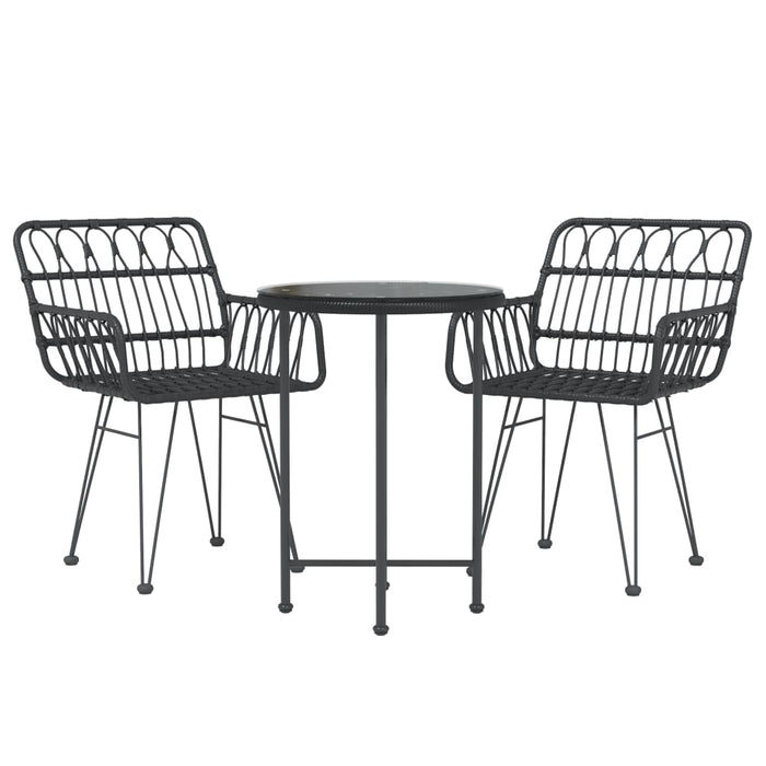 Set da Pranzo da Giardino 3 pz Nero in Polyrattan cod mxl 40051