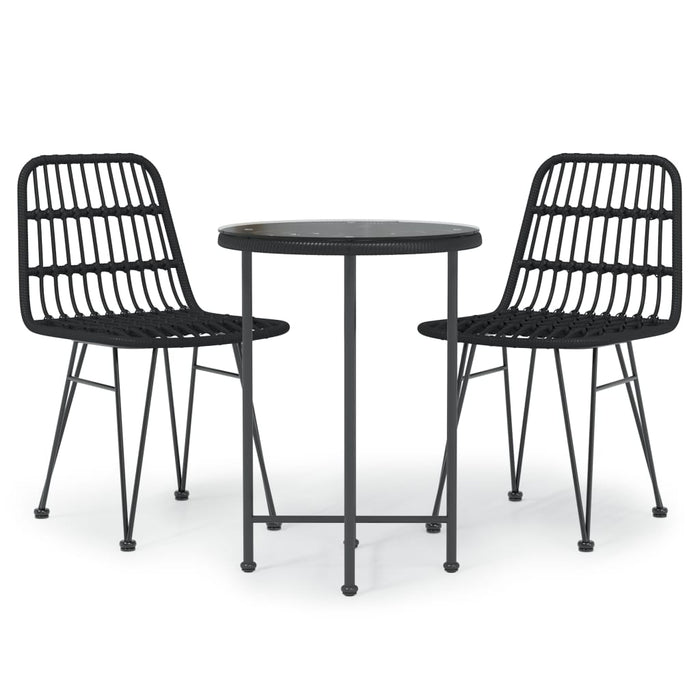 Set da Pranzo da Giardino 3 pz Nero in Polyrattan cod mxl 40053