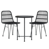 Set da Pranzo da Giardino 3 pz Nero in Polyrattan cod mxl 40053