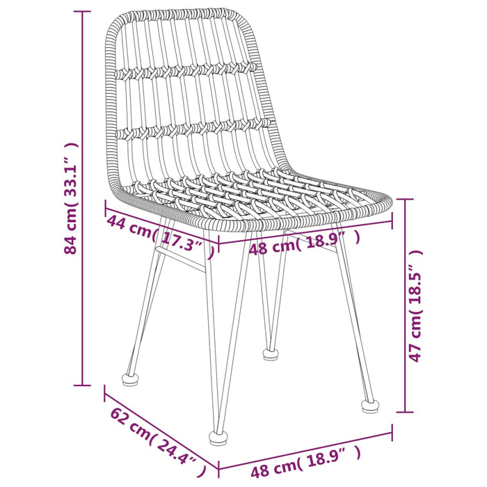 Set da Pranzo da Giardino 3 pz Nero in Polyrattan cod mxl 40053