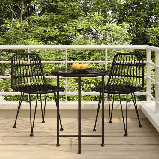 Set da Pranzo da Giardino 3 pz Nero in Polyrattan cod mxl 40053