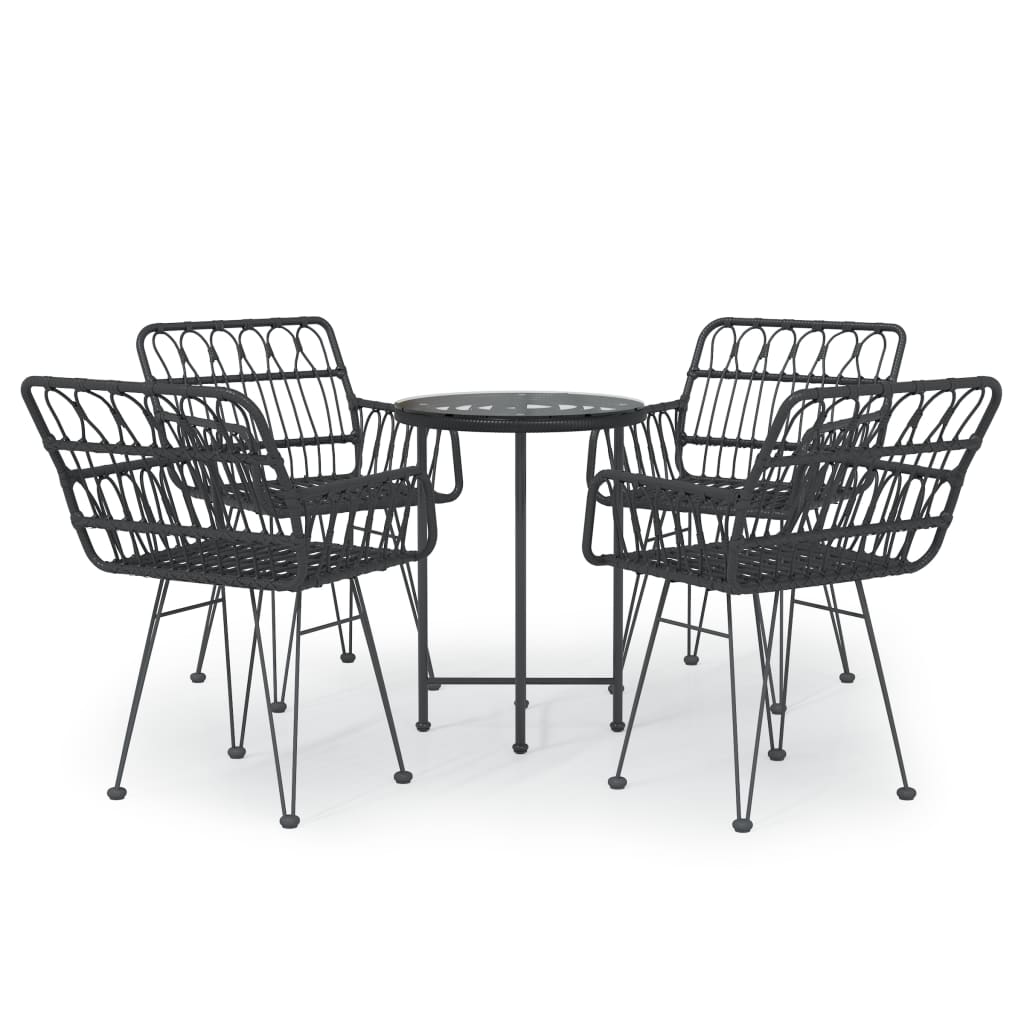 Set da Pranzo da Giardino 5 pz Nero in Polyrattan cod mxl 40043