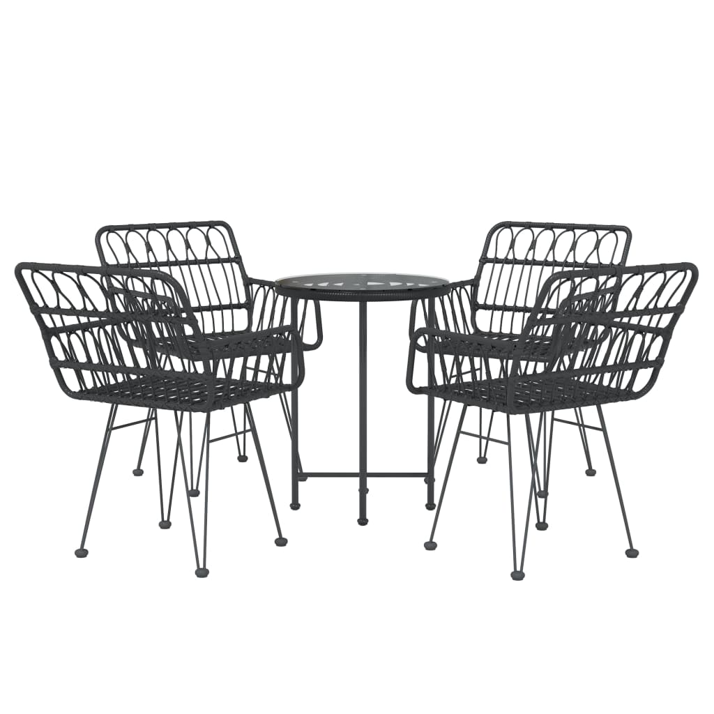 Set da Pranzo da Giardino 5 pz Nero in Polyrattan cod mxl 40043