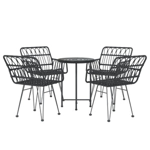 Set da Pranzo da Giardino 5 pz Nero in Polyrattan cod mxl 40043