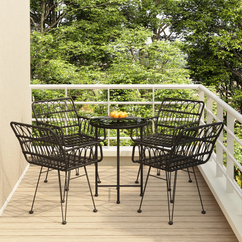 Set da Pranzo da Giardino 5 pz Nero in Polyrattan cod mxl 40043