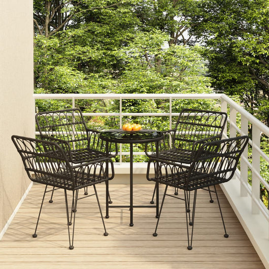 Set da Pranzo da Giardino 5 pz Nero in Polyrattan cod mxl 40043