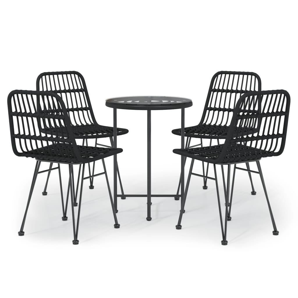 Set da Pranzo da Giardino 5 pz Nero in Polyrattan cod mxl 40055