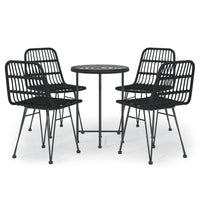 Set da Pranzo da Giardino 5 pz Nero in Polyrattan cod mxl 40055