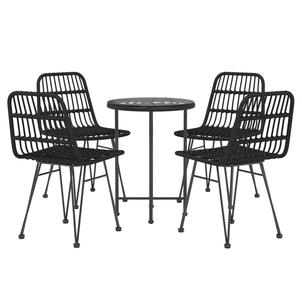 Set da Pranzo da Giardino 5 pz Nero in Polyrattan cod mxl 40055