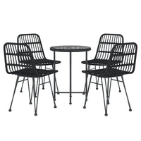 Set da Pranzo da Giardino 5 pz Nero in Polyrattan cod mxl 40055