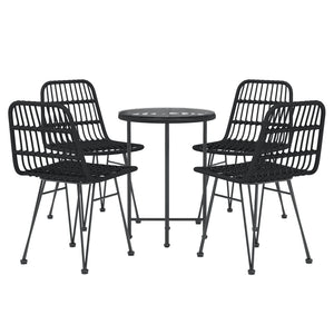 Set da Pranzo da Giardino 5 pz Nero in Polyrattan cod mxl 40055