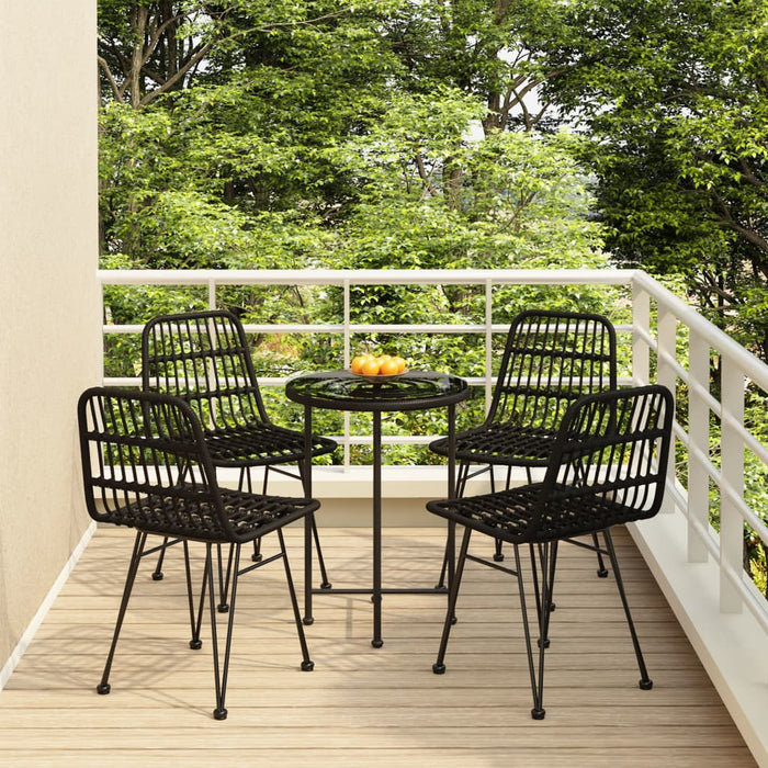 Set da Pranzo da Giardino 5 pz Nero in Polyrattan cod mxl 40055