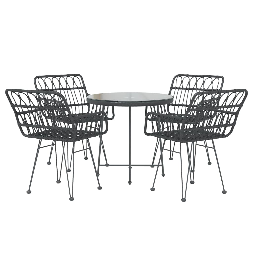 Set da Pranzo da Giardino 5 pz Nero in Polyrattan cod mxl 40057