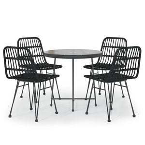 Set da Pranzo da Giardino 5 pz Nero in Polyrattan cod mxl 40048