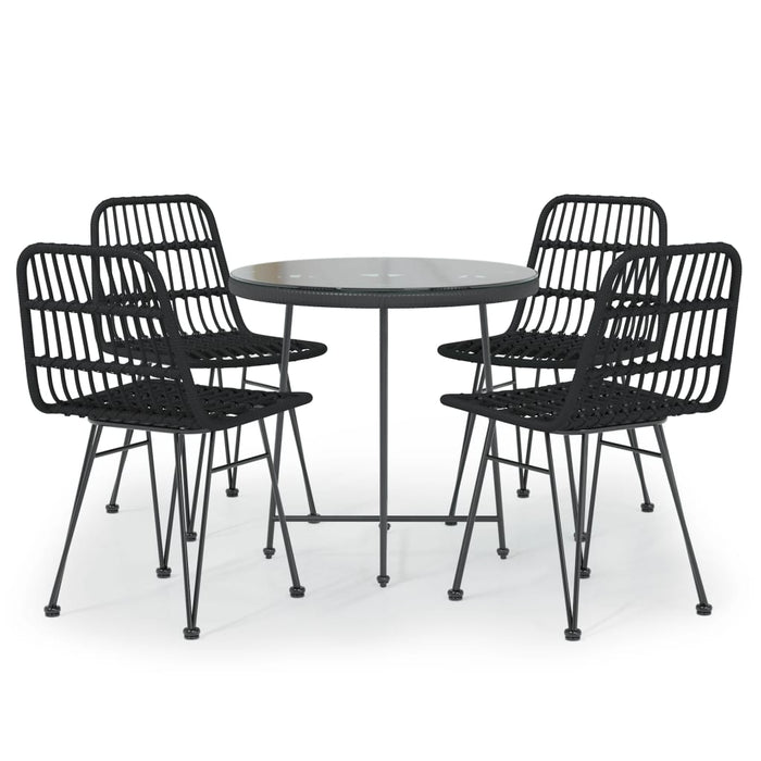 Set da Pranzo da Giardino 5 pz Nero in Polyrattan cod mxl 40048