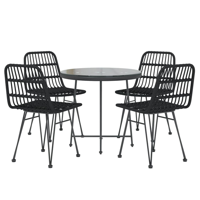 Set da Pranzo da Giardino 5 pz Nero in Polyrattan cod mxl 40048