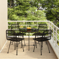 Set da Pranzo da Giardino 5 pz Nero in Polyrattan cod mxl 40048