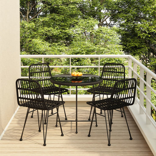 Set da Pranzo da Giardino 5 pz Nero in Polyrattan cod mxl 40048