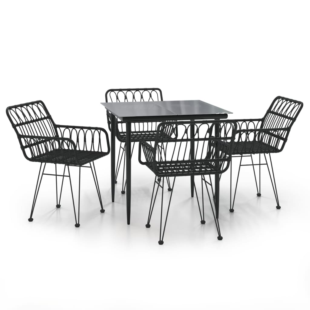 Set da Pranzo da Giardino 5 pz Nero in Polyrattan 3157853