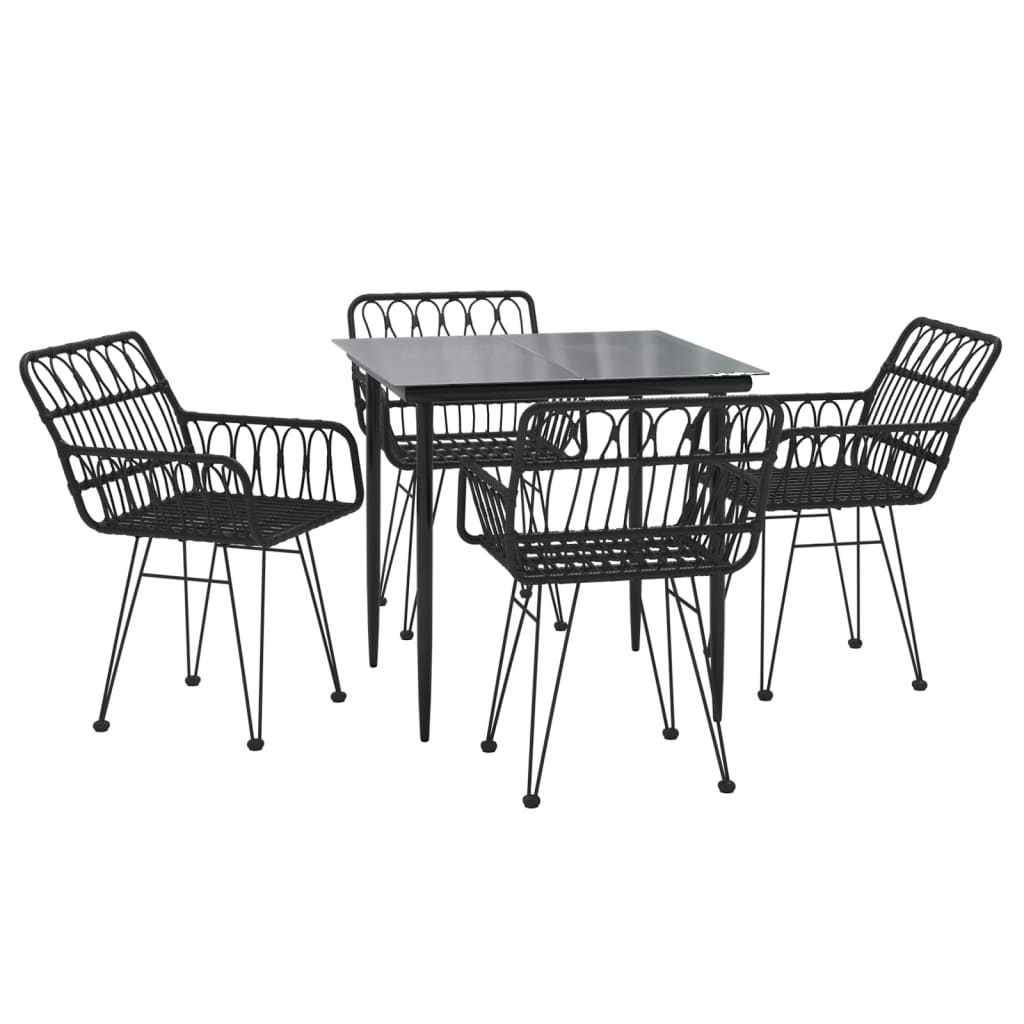 Set da Pranzo da Giardino 5 pz Nero in Polyrattan 3157853