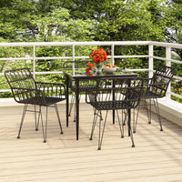 Set da Pranzo da Giardino 5 pz Nero in Polyrattan 3157853