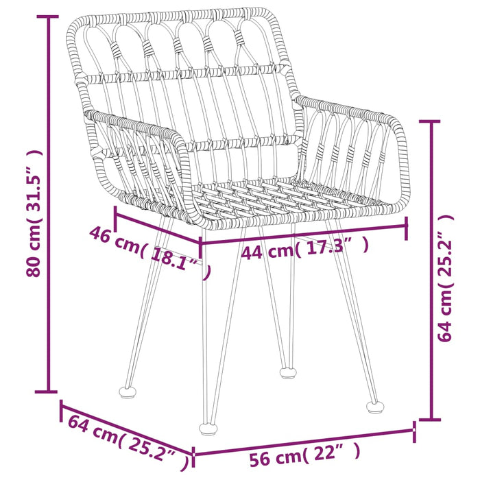 Set da Pranzo da Giardino 7 pz Nero in Polyrattan 3157857