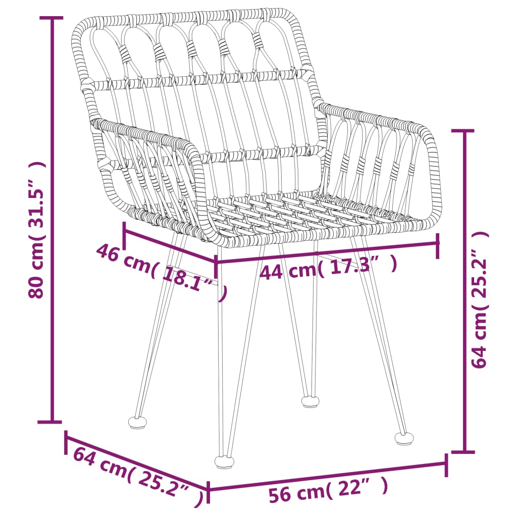 Set da Pranzo da Giardino 7 pz in Polyrattan